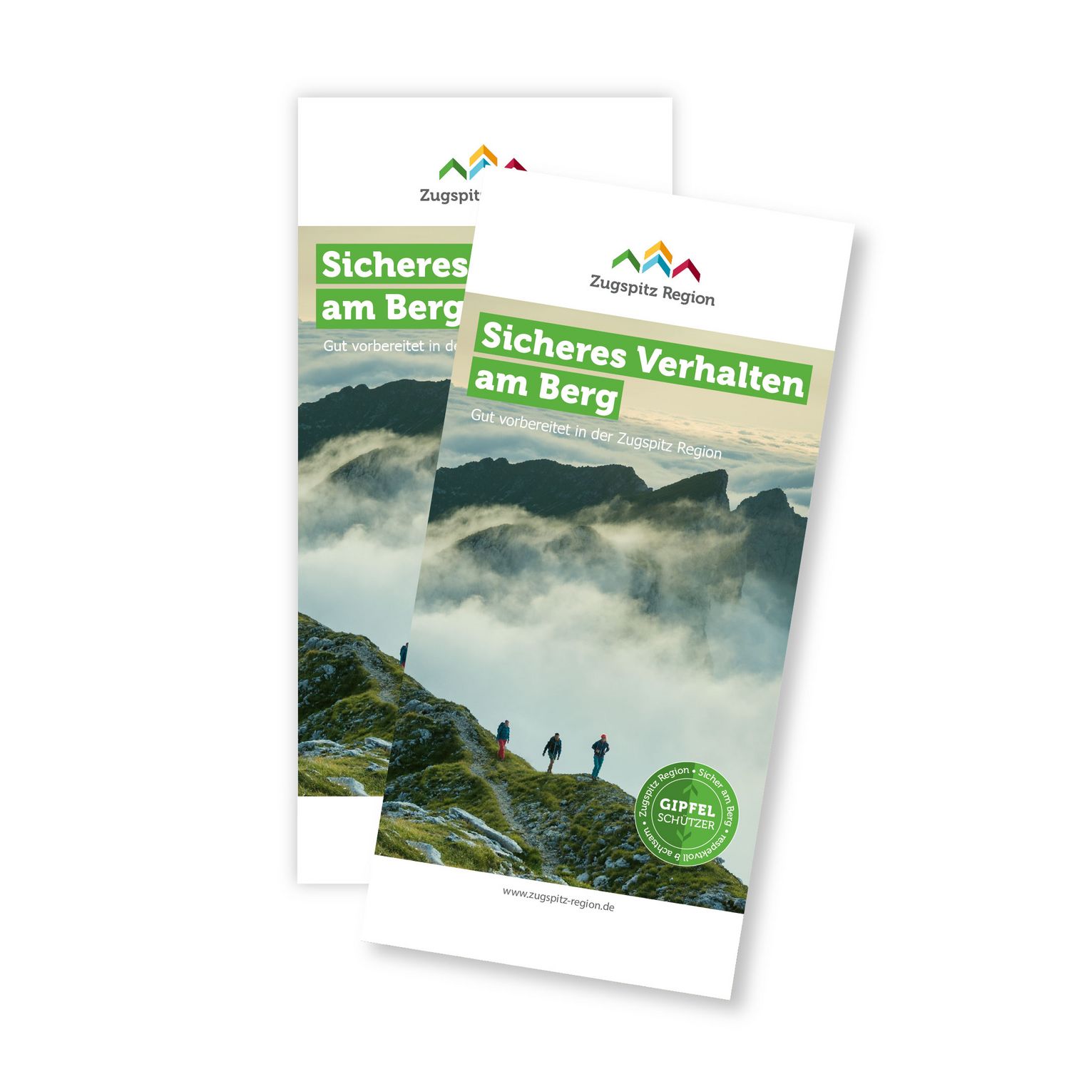 Wanderweg in den Bergen der Zugspitz Region mit grüner Almwiese und klarem Himmel.