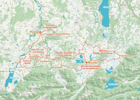 Die Karte zeigt die Übersicht der Radtouren Land der Moore